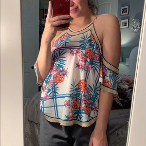 Cold Shoulder Floral Shirt (New with tag)